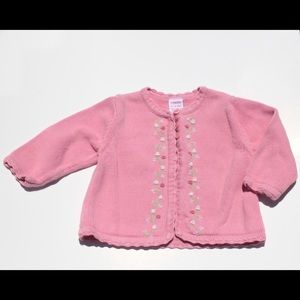 Pink Cardigan With Floral Embroidery